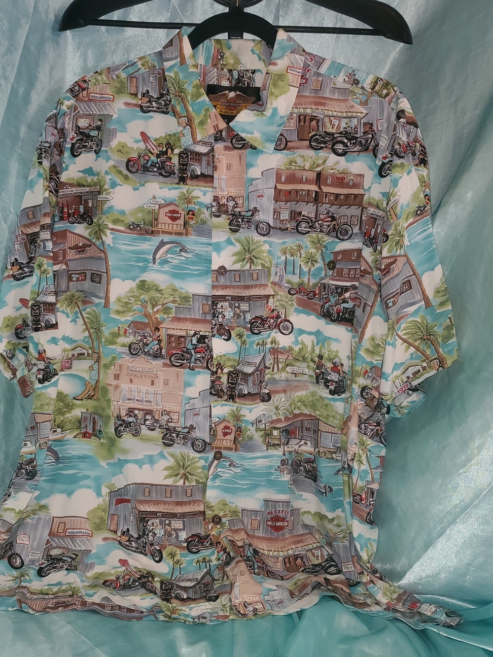 Harley-Davidson/Tori Richard Tropical Motorcycle Camp Collar Shirt Sz.XL